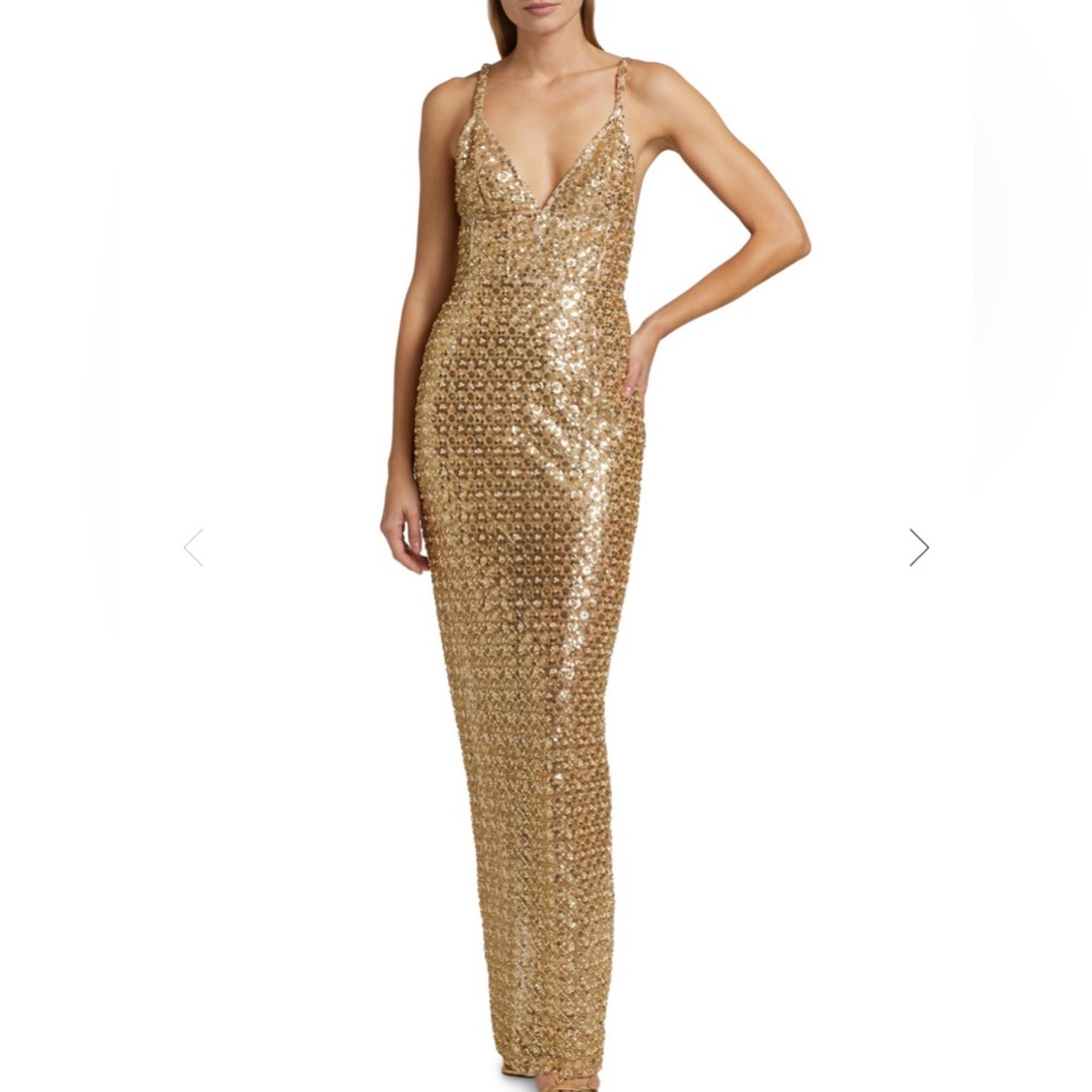 NWOT BRONX AND BANCO Allegra Gold Sequin Maxi Dress - Picture 8 of 16